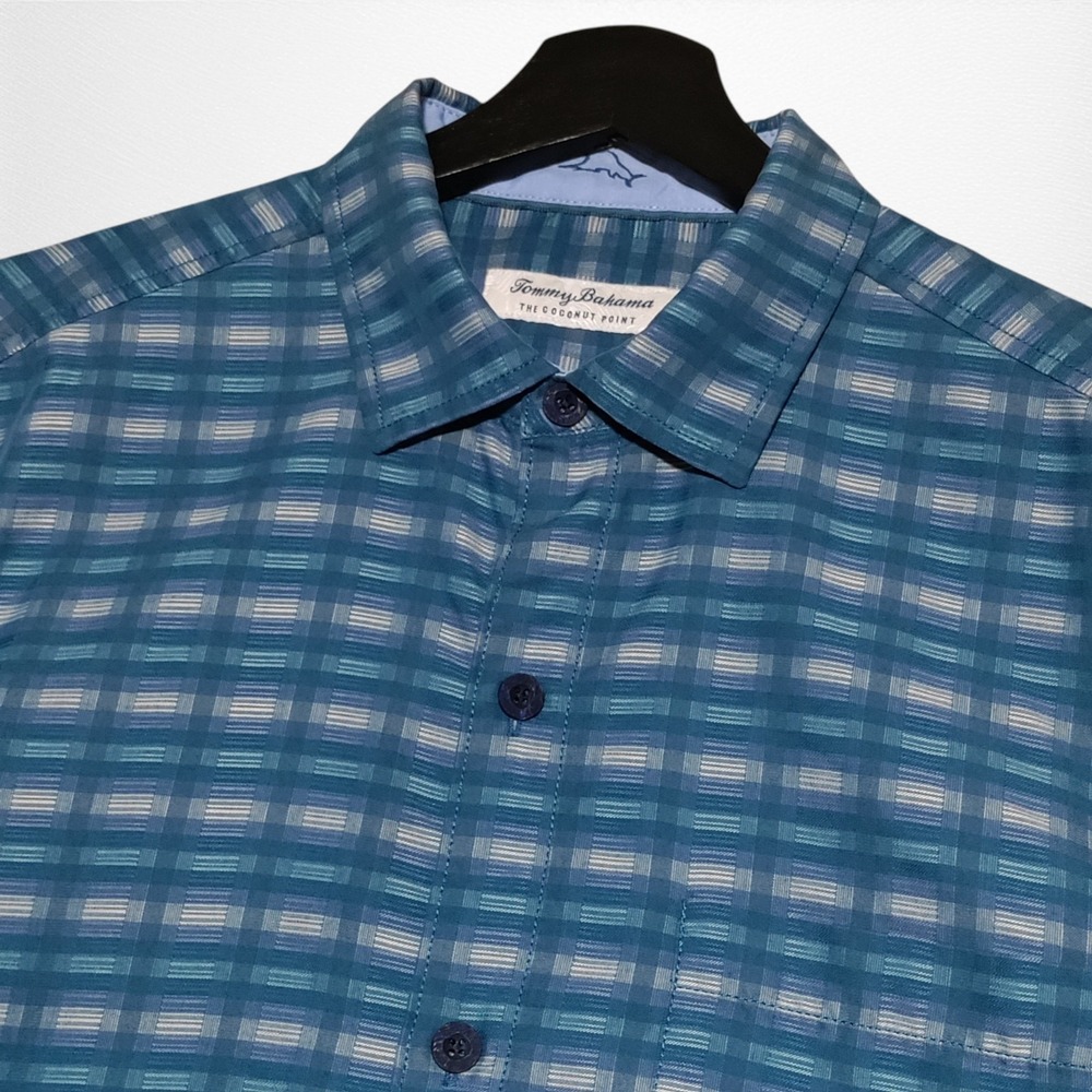Tommy Bahama Island Zone Coconut Point Shirt Mens Medium Blue‎ Short Sleeve